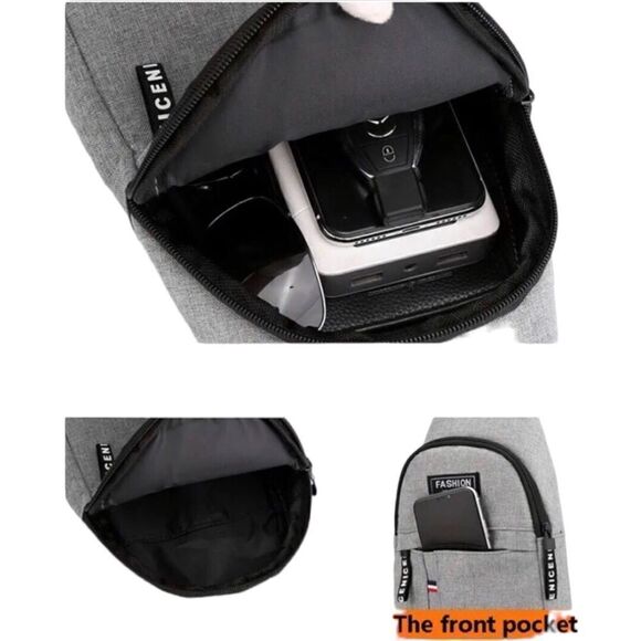 Gray Chest Crossbody Shoulder Sling Bag - Picture 10 of 10